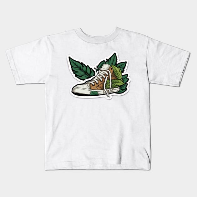 Stay Fresh and Plant a Tree with the Brown Cartoon Converse-Inspired Kids T-Shirt by Greenbubble